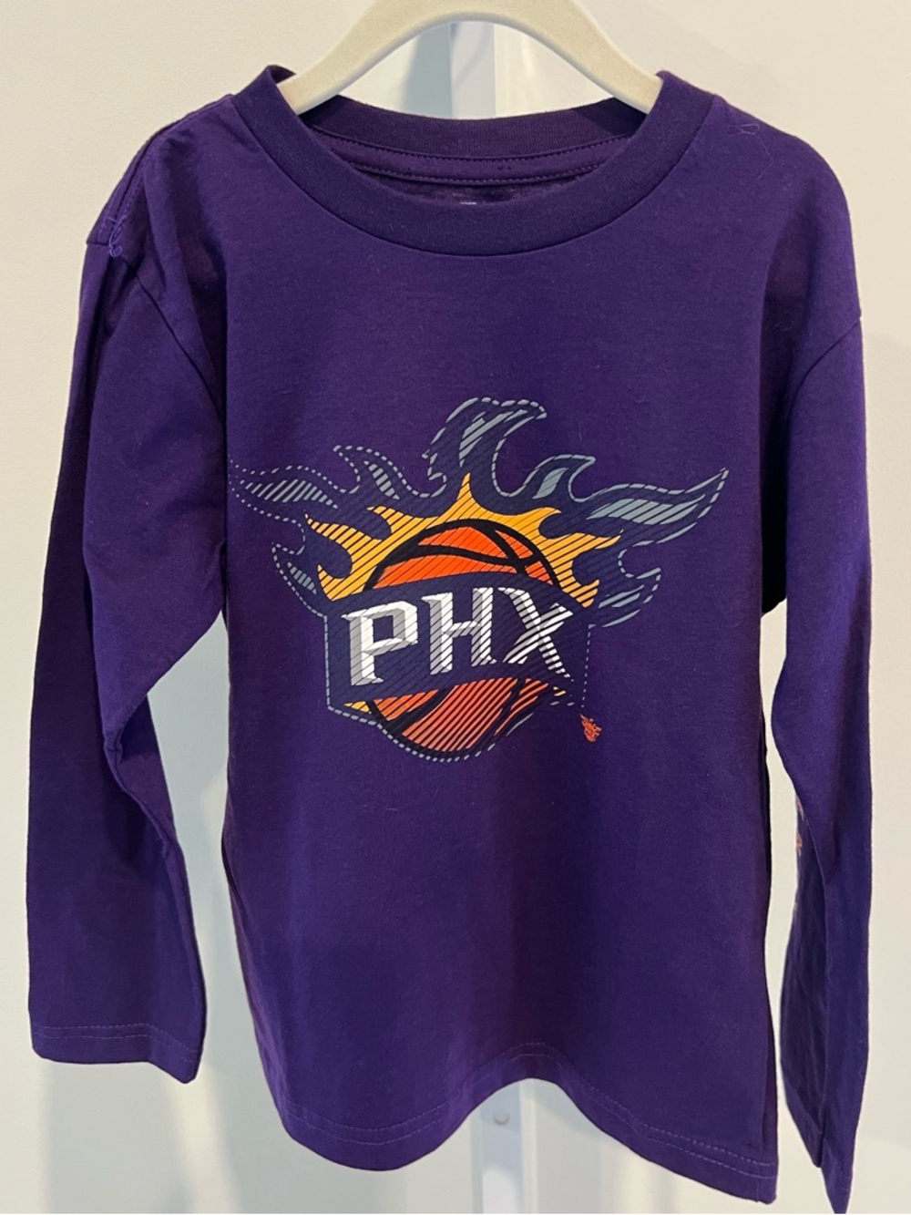 NWT NBA Phoenix Suns Purple and Orange Long Sleeve Graphic Tee Shirt Kids Medium